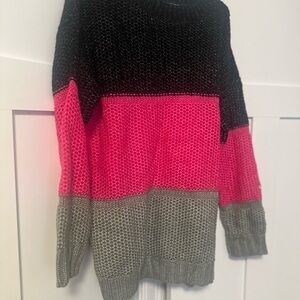 Honeyme Black and Pink Crew Neck Sweater